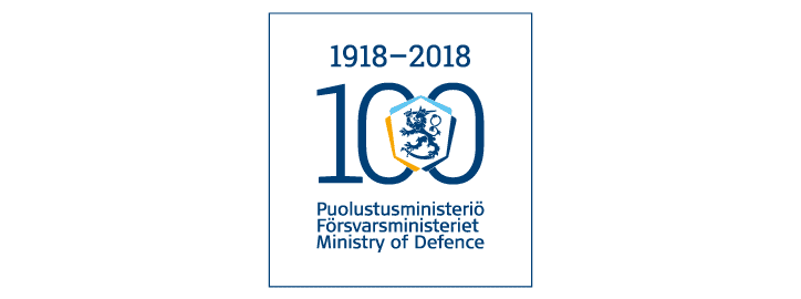 Puolustusministeriö 100-v tunnus